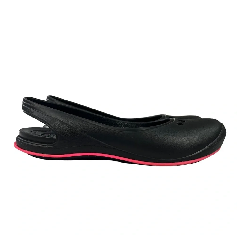 Crocs Tone Skylar Slingback Flats Black Pink Womens Size 6